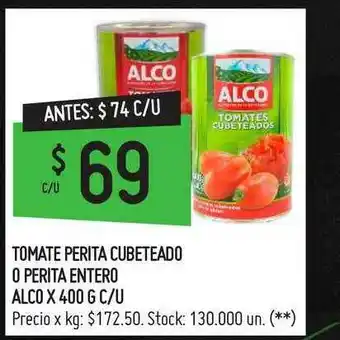 Walmart Tomate Perita Cubeteado O Perita Entero Alco x 400 g oferta