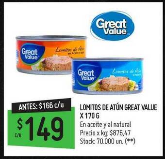 Walmart Lomitos De Atún Great Value x 170 g oferta