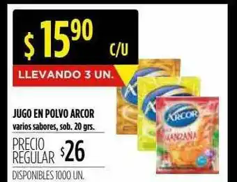 Supermercados Vea Jugo En Polvo Arcor Varios Sabores 20grs oferta