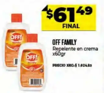 Supermayorista Vital Off Family Repelente en crema x 60 gr oferta