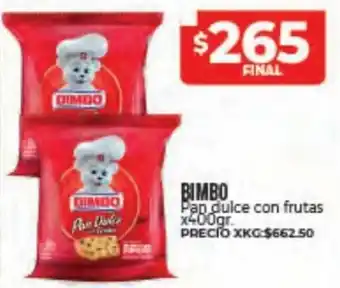 Supermayorista Vital Bimbo Pan Dulce con Frutas x 400 gr. oferta
