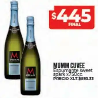 Supermayorista Vital Mumm Cuvee Espumante Sweet Spark x 750 cc oferta