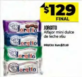 Supermayorista Vital Jorgito Alfajor Mini Dulce de Leche x 6u oferta