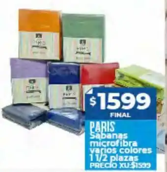 Supermayorista Vital Paris Sabanas Microfibra Varios Colores 1 1/2 Plazas oferta
