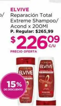 Punto de Salud Elvive Reparación Total Extreme Shampoo Acond 15% De Descuento x 200ml oferta