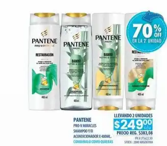 Pigmento Pantene Pro-v Miracles Shampoo Y O Acondicionador 70% Off En La 2° Unidad oferta