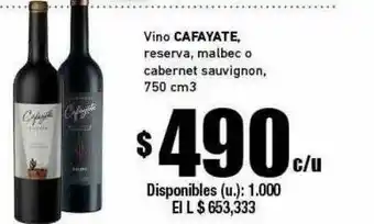 Cooperativa Obrera Vino Cafayate Reserva Malbec O Cabernet Sauvignon oferta