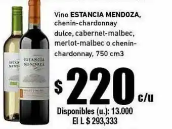 Cooperativa Obrera Vino Estancia Mendoza Chenin-chardonnay Dulce Cabernet-malbec Merlot-malbec O Chenin-chardonay oferta