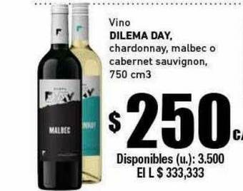 Cooperativa Obrera Vino Dilema Day Chardonnay Malbec O Cabernet Sauvignon oferta