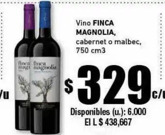 Cooperativa Obrera Vino Finca Magnolia Cabernet O Malbec 750cm3 oferta