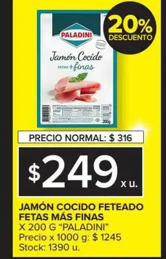 Carrefour Market Jamón Cocido Feteado Fetas Más Finas x 200g oferta