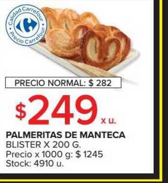 Carrefour Market Palmeritas De Manteca Blister x 200g oferta