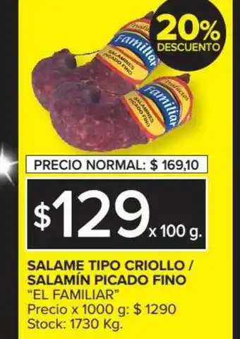 Carrefour Market Salame Tipo Criollo Salamín Picado Fino x 1000g oferta
