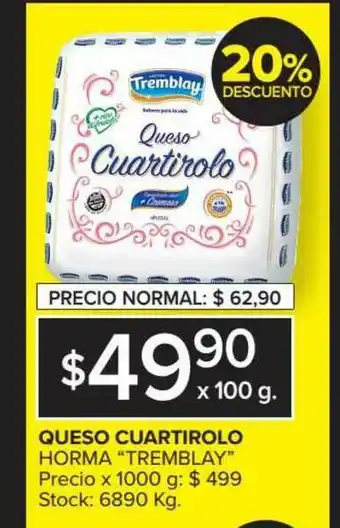 Carrefour Market Queso Cuartirollo Horma Tremblay x 1000g oferta
