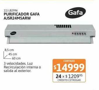 Cetrogar Purificador Gafa Ajsr24m5arw oferta