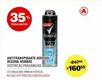 Atomo Conviene Antitranspirante Aerosol Rexona Hombre 35% Descuento oferta