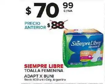 Carrefour Maxi Siempre Libre Toalla Femnina Adapt x 8 uni oferta