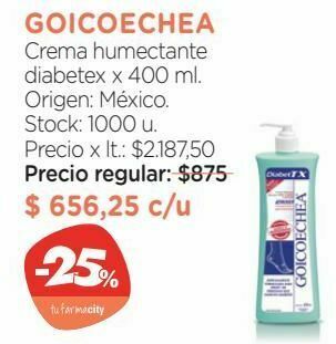 Farmacity Crema humectante diabetex x 400 ml. oferta