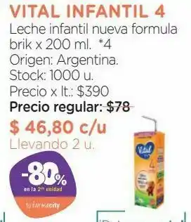 Farmacity Leche infantil nueva formula brik x 200 ml. oferta