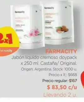 Farmacity Jabón líquido cremoso doypack x 250 ml. oferta