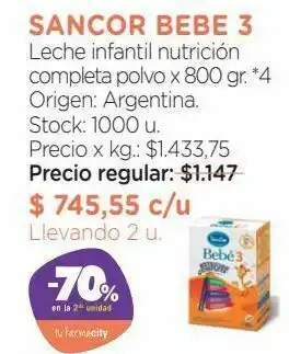 Farmacity Leche infantil nutrición completa polvo x 800 gr. oferta
