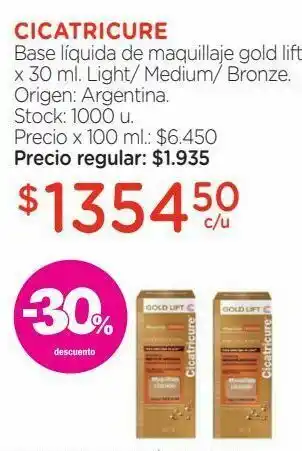 Farmacity Base líquida de maquillaje gold lift x 30 ml. oferta