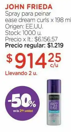 Farmacity Spray para peinar ease dream curls x 198 ml. oferta