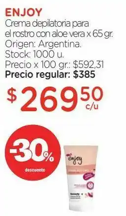 Farmacity Crema depilatoria para el rostro con aloe vera x 65 gr. oferta