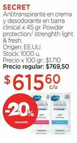 Farmacity Antitranspirante en crema y desodorante en barra clinical x 45 gr. oferta