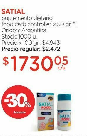 Farmacity Suplemento dietario satial food carb controller en polvo x 50 g oferta