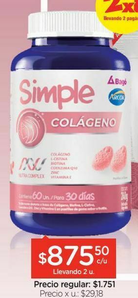 Farmacity Suplemento dietario simple colágeno x 60 un oferta