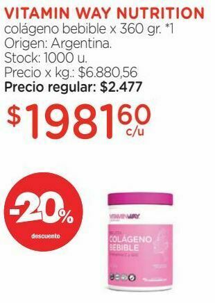 Farmacity Suplemento dietario vitamin way colágeno bebible x 360 g oferta