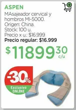 Farmacity Masajeador inalambrico aspen cervical hombros shiatsu mi5000 oferta