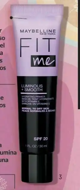 Primer de maquillaje maybelline fit me luminous + smooth hydrating spf 20 x 30 m