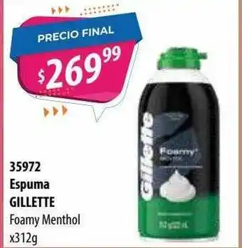 Micropack Espuma Gillette Foamy Menthol x 312g oferta