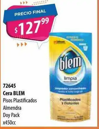 Micropack 72645 Cera Blem Pisos Plastificados Almendra x 450cc oferta