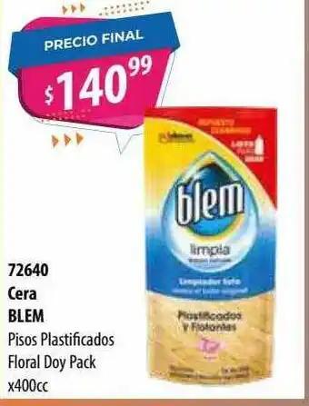 Micropack 72640 Cera Blem Pisos Plastificados Floral Doy Pack x 400cc oferta