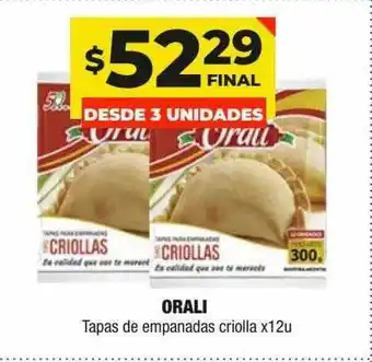 Maxi Ofertas Orali Tapas De Empanadas Criolla x 12u oferta