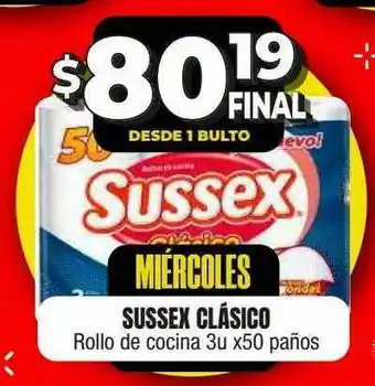 Maxi Ofertas Sussex Clásico Rollo De Cocina 3u X50 Paños oferta