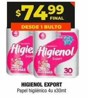 Maxi Ofertas Higienol Export Papel Higiénico 4u x 30mt oferta