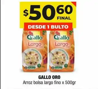 Maxi Ofertas Gallo Oro Arroz Bolsa Largo Fino x 500gr oferta