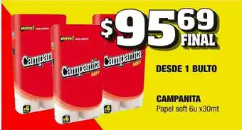 Maxi Ofertas Campanita Papel Soft 6u X30mt oferta