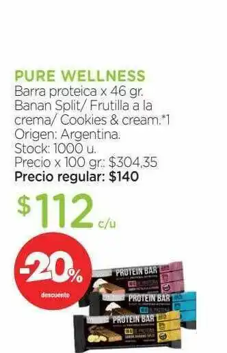 Farmacity Pure Wellness Barra Proteica -20% Descuento oferta