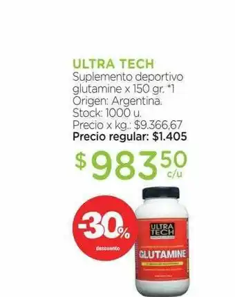 Farmacity Ultra Tech Suplemento Deportivo Glutamine -30% Descuento oferta