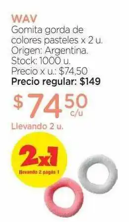 Farmacity Wav Gomita Gorda De Colores Pasteles x 2u oferta