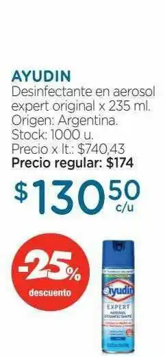 Farmacity Aydin Desinfectante En Aerosol Expert Original x 235ml oferta