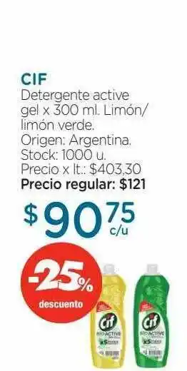 Farmacity Cif Detergente Active Gel x 300ml oferta