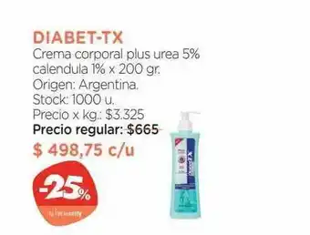 Farmacity Diabet-tx Crema Corporal Plus Urea 5% Calendula 1% x 200gr oferta