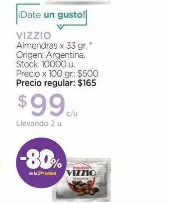 Farmacity Vizzio Almendras -80% Dto En La 2da Unidad x 33gr oferta
