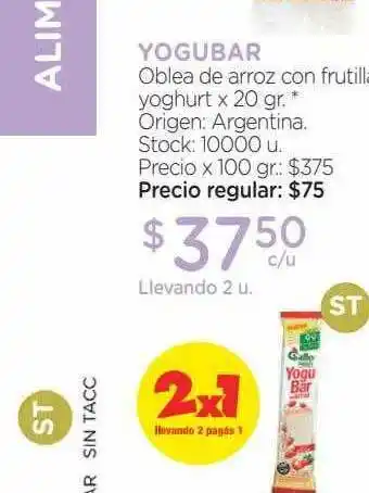 Farmacity Yogubar Oblea De Arroz Con Frutilla Yoghurt x 20gr oferta
